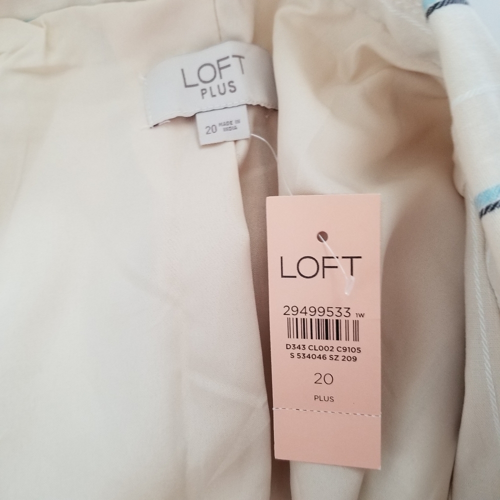 LOFT Linen Blend Cream Striped Cropped Blazer 2 NWT - Picture 12 of 15